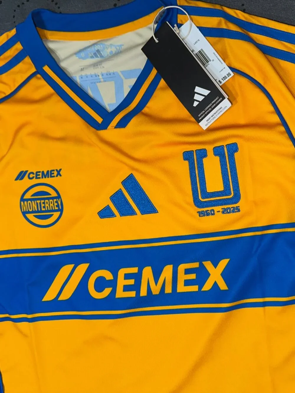 ADIDAS TIGRES DE LA UANL AEROREADY YELLOW & BLUE SOCCER JERSEY SIZE M MEN $100 - Picture 2 of 5